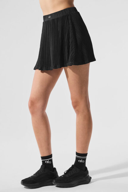 Micro Plisse Tennis Skirt – Black
