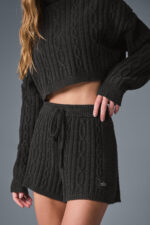 Cable Knit Winter Bliss Short – Dark Heather Grey - Image 5