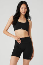 Seamless Ribbed Bra – Black - Image 3