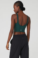 Airbrush Mesh Corset Tank – Midnight Green - Image 2