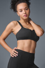 Pinstripe Jacquard Captivate Bra – Anthracite/Black