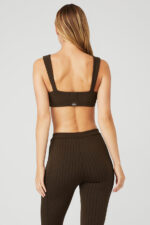 Pinstripe Jacquard Captivate Bra – Espresso/Black - Image 3