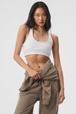 Scoop Neck Sweatshirt Bra – White - Image 5