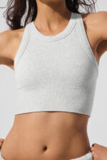 Seamless Delight High Neck Bra – White Heather - Image 2