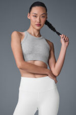 Seamless Delight High Neck Bra – Athletic Heather Grey - Image 2