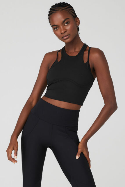 Ribbed Airlift Enchanted Bra Tank – Black