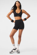 Airlift Ribbed Jump Start V-Neck Bra – Black - Image 5
