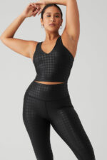 Airlift Glimmer Houndstooth Real Bra Tank – Black