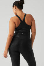 Airlift Glimmer Houndstooth Real Bra Tank – Black - Image 3