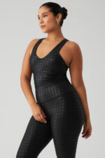 Airlift Glimmer Houndstooth Real Bra Tank – Black - Image 4