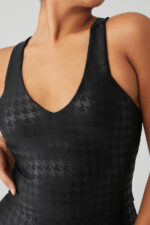 Airlift Glimmer Houndstooth Real Bra Tank – Black - Image 2