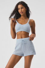 Cashmere Plush Waffle V-Neck Bra – Crystal Blue - Image 2