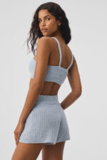 Cashmere Plush Waffle V-Neck Bra – Crystal Blue - Image 4
