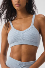 Cashmere Plush Waffle V-Neck Bra – Crystal Blue