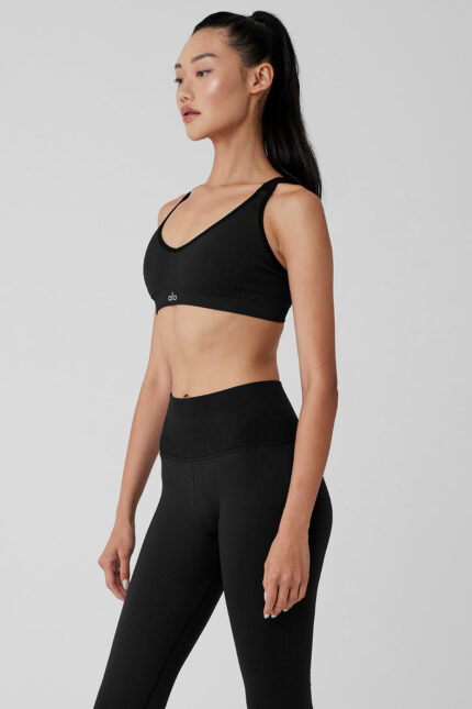 Seamless Ribbed Favorite Bra – Black