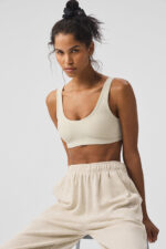 Alosoft Center Stage Bra – Oatmeal Heather - Image 2