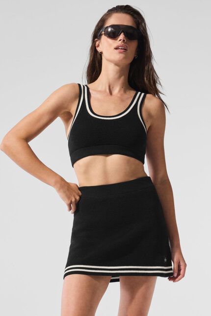 Tennis Club Sweater Knit Bra – Black/Ivory