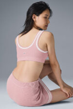 Tennis Club Sweater Knit Bra – Ballet Pink/White - Image 2