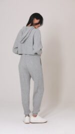 Cable Knit Winter Bliss Hoodie – Athletic Heather Grey - Image 4